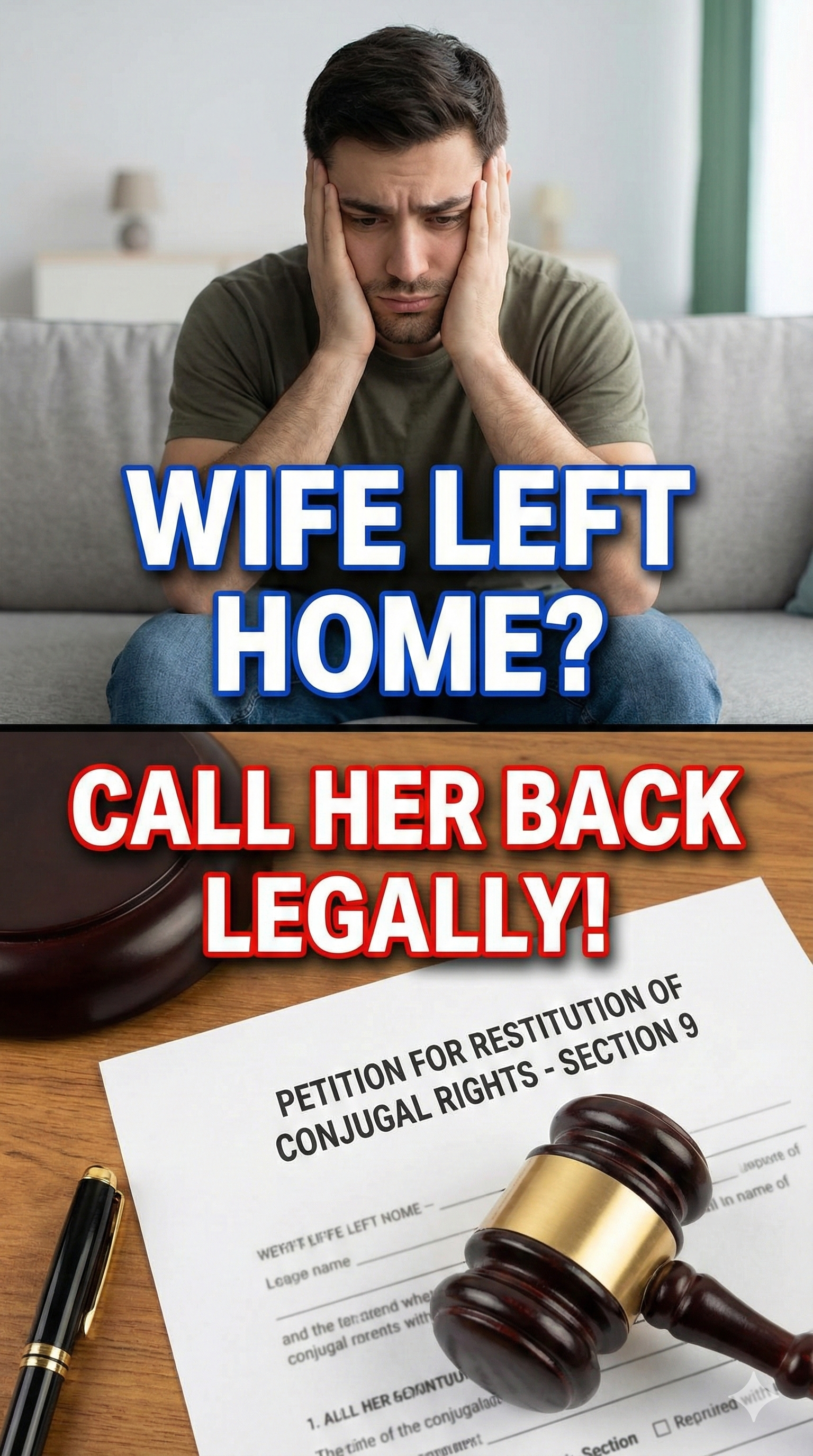 Legal petition for Restitution of Conjugal Rights on a desk with a gavel, representing Delhi Law Advocates services.